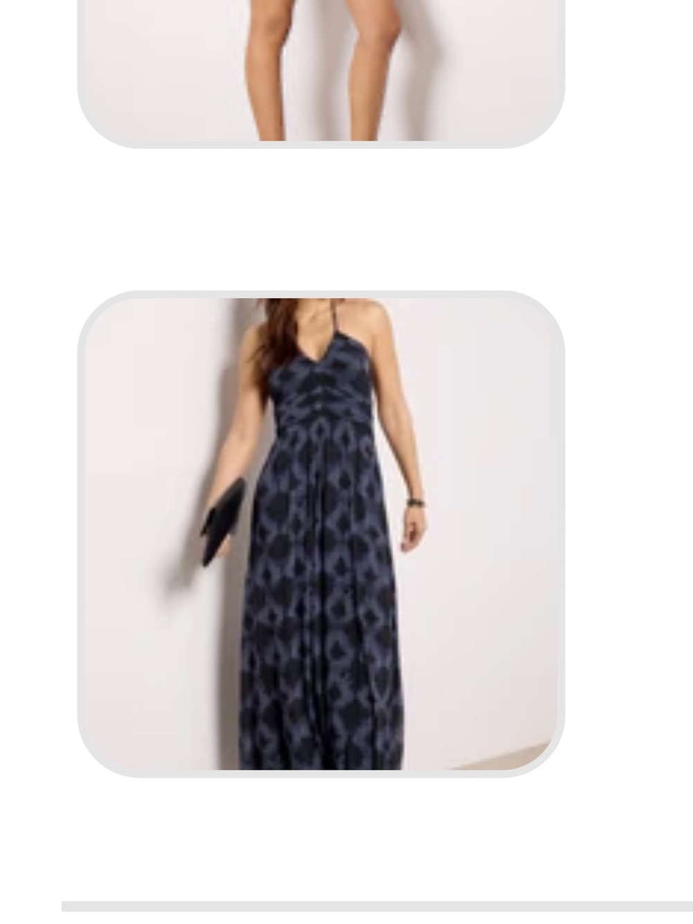 Evereve Navy & Black Patterned Maxi Dress with Spaghetti Straps
